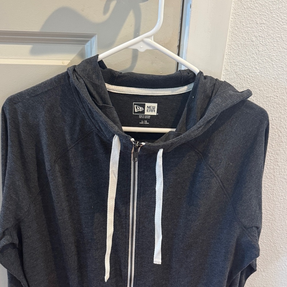 New Era Charcoal Hoodie with White Accents